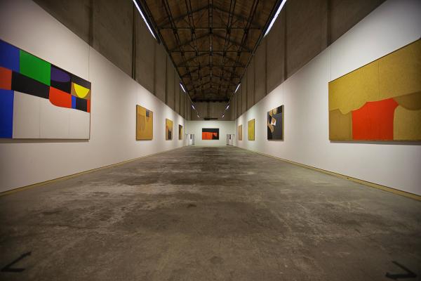 works by Burri exhibited inside the Ex seccatoi del Tabacco (Tobacco Dryhouses)